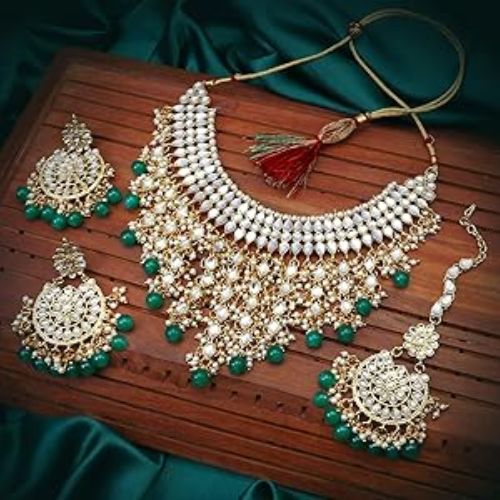 High Gold Polish Designer Full Kundan Stones Party wear Heavy Kundan Choker Necklace set
