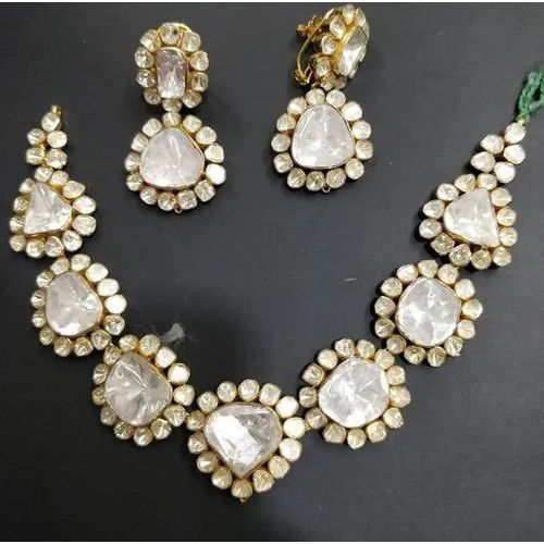 92.5 Silver Diamond Polki Necklace
