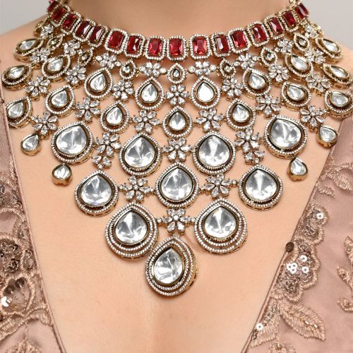 Diamond Polki Necklace Set