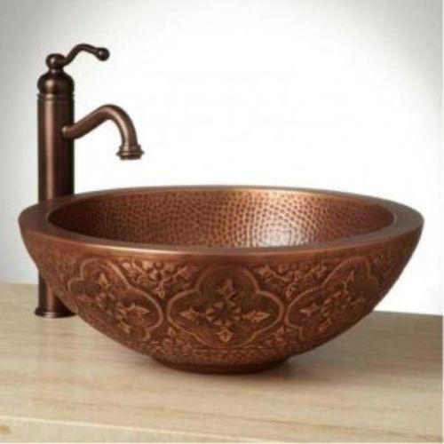     Bowl Polished Copper Kitchen Sink, Feature : Anti Corrosive, Durable, Color : Red-brown